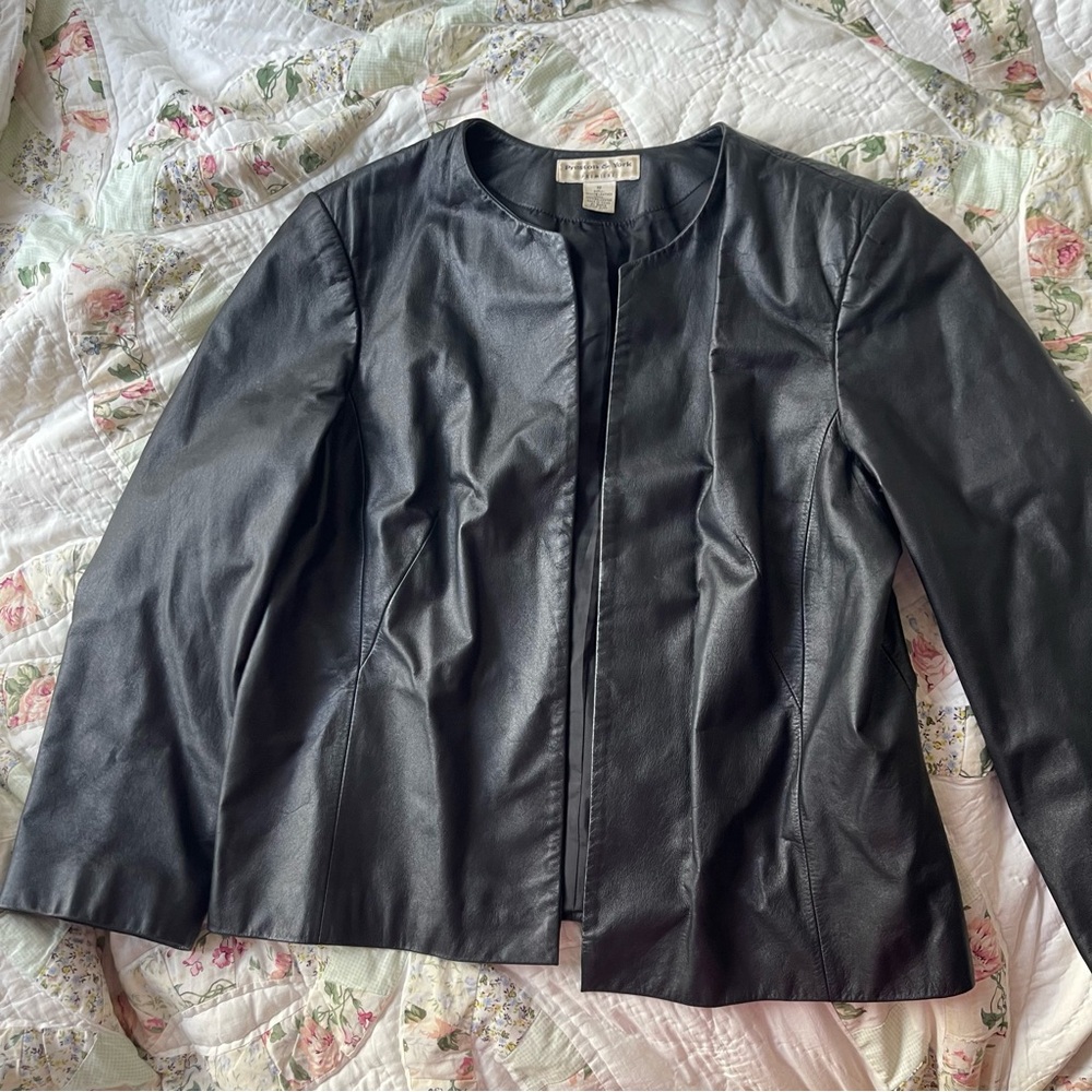 Vintage Plus Size 18 Preston & York Black Leather Jacket